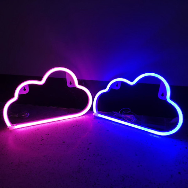 Blå LED Skylys for Soverom eller Jenterom - Veggdekor med Batteri eller USB-Strøm