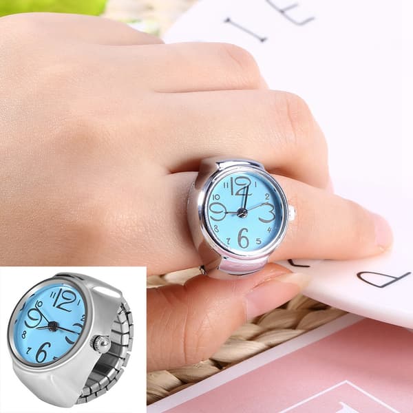 1 st Trendig Dam Herr Quartz Analog Rund Fingerring Kärleksklocka (Blå)