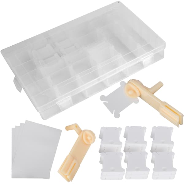 Broderitråd Organizer Box Melkehvit Korssting Plastspoler Manuell Viklemaskin