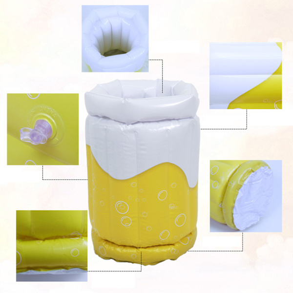 Puhallettava oluenjäähdytin lämmönkestävä turvallinen kaksinkertainen suojaus ympäristöystävällinen PVC taitettava puhallettava jääkauha 50x30 cm ulkokäyttöinen jääkauha