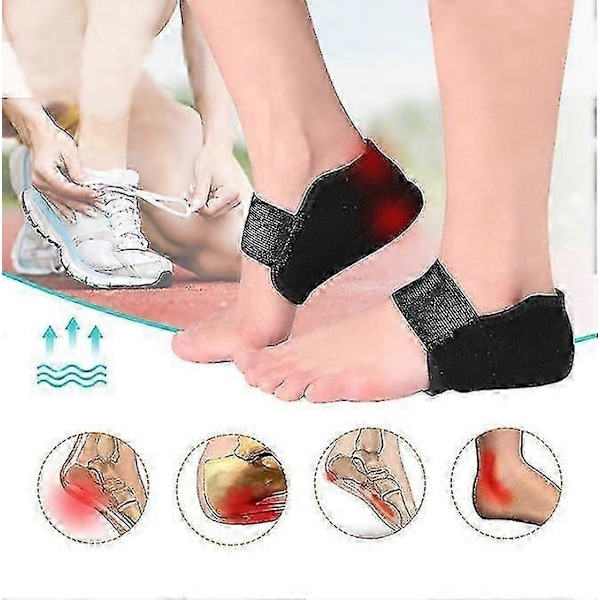 2 Stk. Hælbeskyttere Plantar Fasciitis Hælpuder sorte