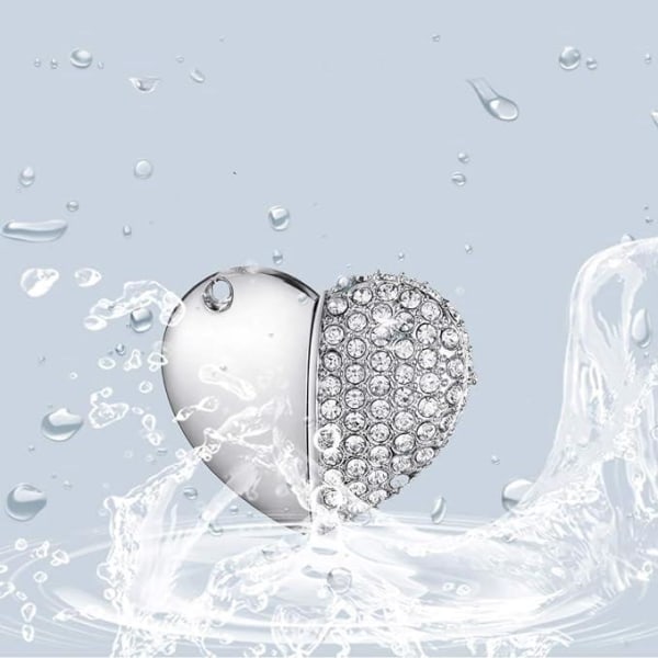 Hjerteformet diamant USB-flashdrev (sølv 32GB), Advanced Heart Diamond højhastigheds-USB 3.0 Flash-datalager