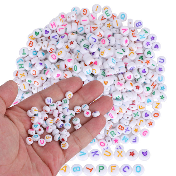 1000 kpl kirjainhelmiä pyöreä väri aakkoset FiveStar Peach Heart akryyli DIY rannekoru työkalu