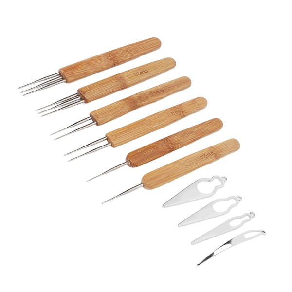 10 stk Dreadlocks verktøysett Legering Bambus Heklenål Dreadlocks Nåler Kit for Hårstyling Sølv