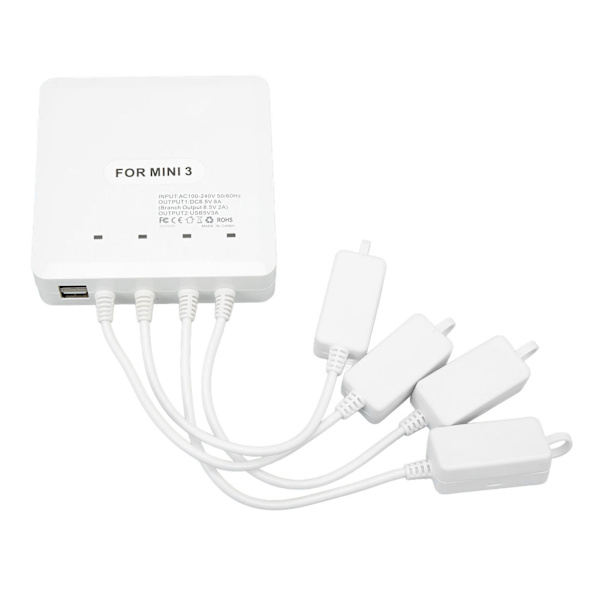 Laddare för drönarbatteri 4-vägs UAV-laddningshubbtillbehör med USB-port för DJI Mini 3 Pro EU-kontakt 100‑240V