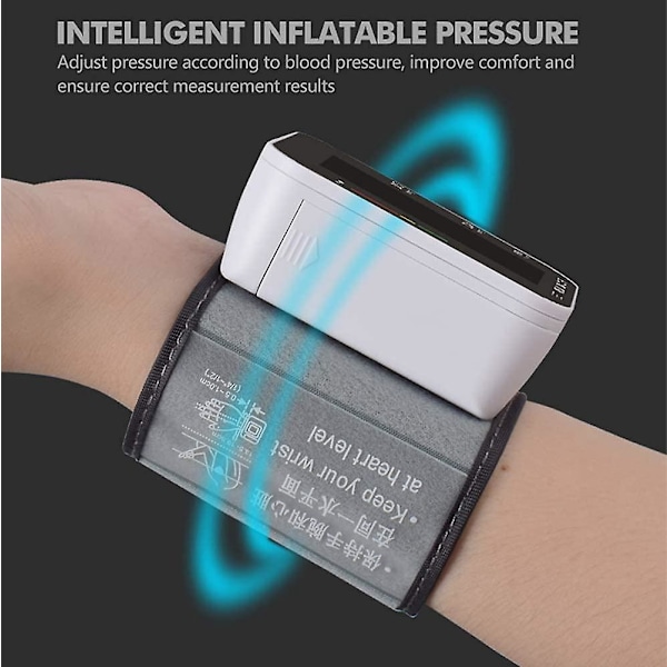 Armbandsblodtrycksmätare Digital med Stor LCD-Skärm Automatisk Detektion och Avvikande Värdevarning Svart
