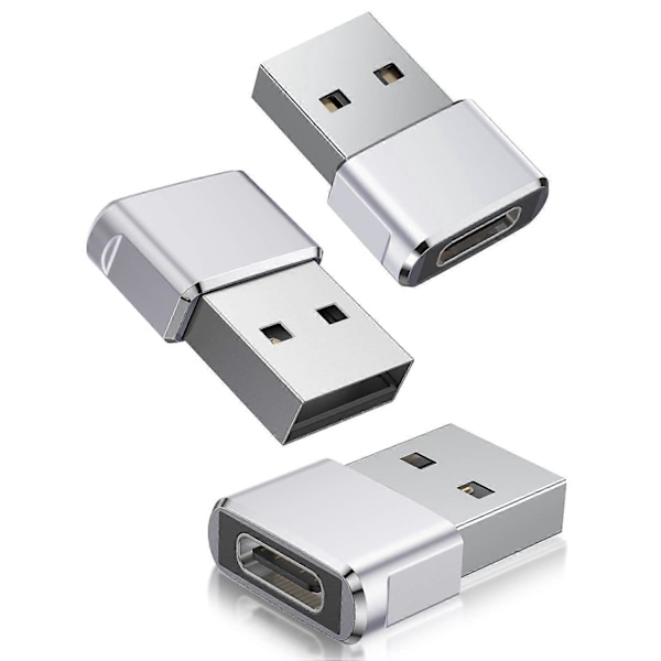 USB till USB C Adapter 3-pack, Typ C Hona till USB A Hane Konverterare