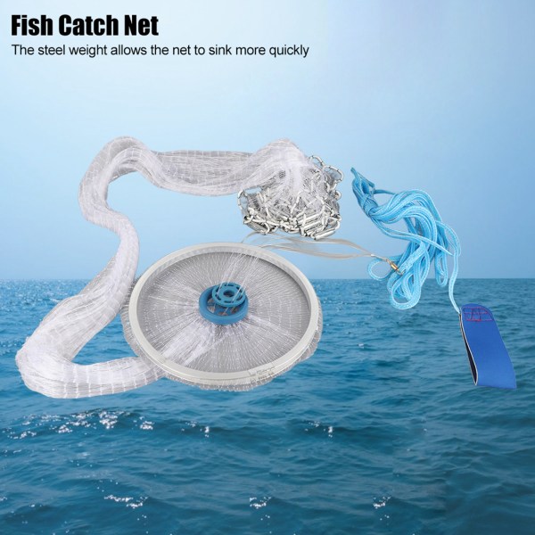 Bærbar Holdbar Håndkast Fisk Mesh Net Fangst Fiskenetværk Trap Accessory3 meter