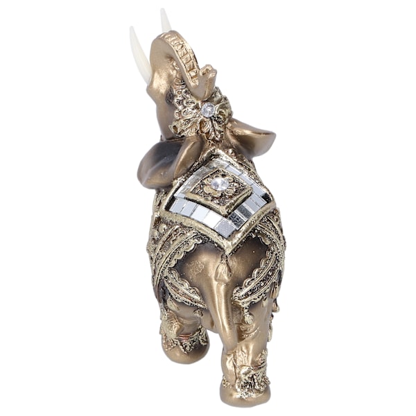 Elefant Statue Figur Figur Feng Shui Resin Dyre Ornament Kunst Håndværk Desktop Dekoration Guld M 10x5x10cm