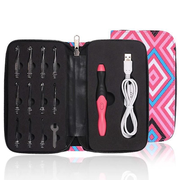 Virknålar Set 9 Delar ABS och Silikon Stickverktyg Sticknålar Sticktillbehör med Fodral Organizer Kit för Nybörjare