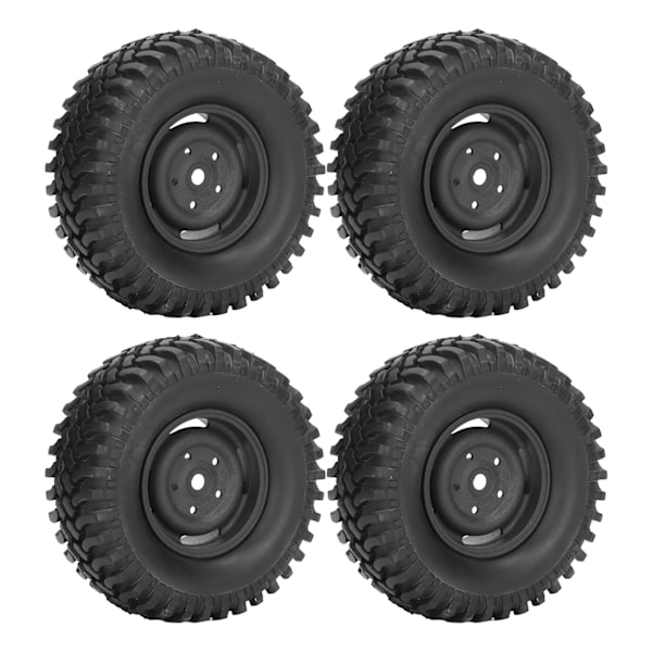 4 st RC-hjul och däck 1,9 tum gummi plast 100 mm diameter universell RC-däckset för utbytesklättring bil svart