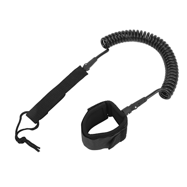 Surfboard Leash Hög elasticitet TPU Svart Justerbar Spiralformad Surfing Benrep för Paddleboards Longboards 9ft/2.74m