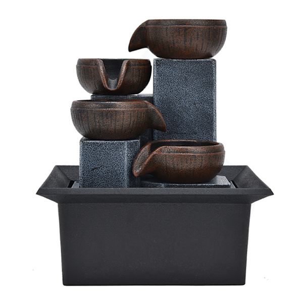 Pöytävesisuihkulähde keltaisella LED-valolla Feng Shui Relaxation Desktop Ornament Decoration EU Plug AC220-240V