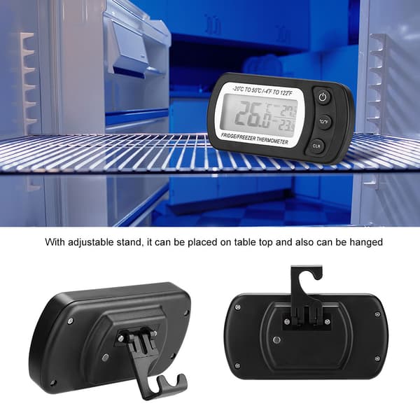 Kök Stor LCD Kylskåp Frys Digital Termometer med Justerbart Ställ Svart