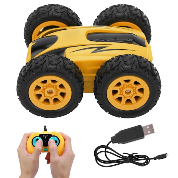 Mini Stunt 2.4G Højhastighed Tosidet 360 Graders Rotation Trådløs RC Bil Firehjulstræk (gul)