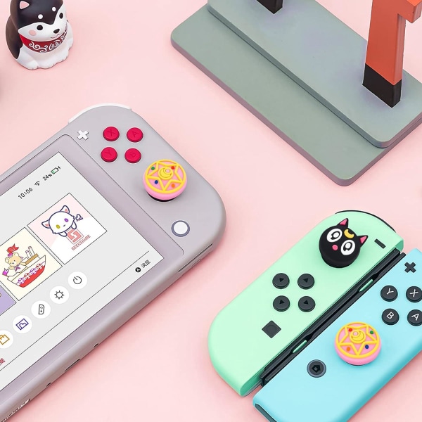 Gule og svarte (4 stk)-Grip Caps Kompatible med Switch & Switch Lite, myke silikongrep for Joy-Con spillkontroller, 3D Analog deksel