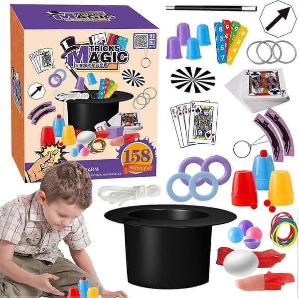 Magic Set for Kids, Beginner Magic Box with Instructions, Card Magic Toys for Ages 6-12, Unisex Toy Set