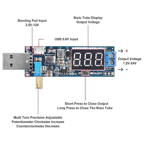 6 st Buck Boost-omvandlare 3,5-12V till 1,2-24V DC-regulator