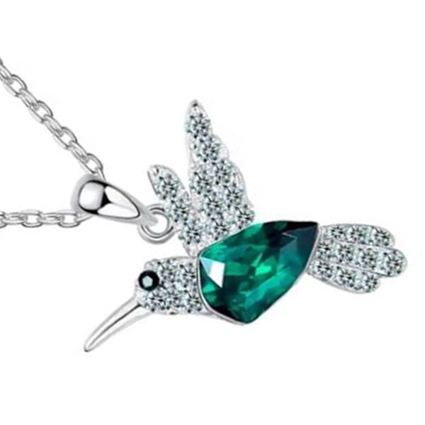 Hummingbird halskjede for kvinner Fasjonable bærbare rhinestone halskjede for fester Grønn