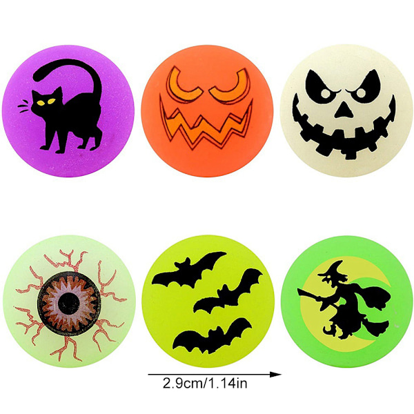50 kpl Halloween pomppupalloa 29MM Halloween-aiheiset pelottavat silmäpallot, jotka hohtavat pimeässä, lahja lapsille Halloween-juhliin