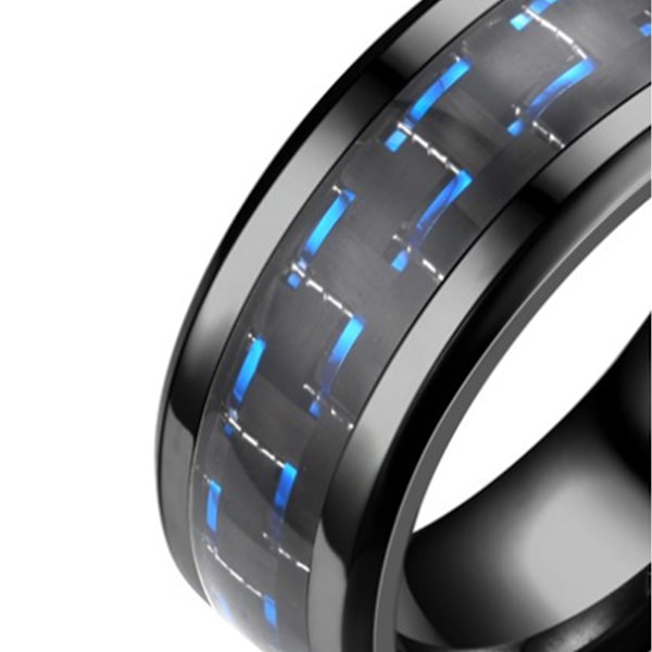 Svart unisex fingerring blå linje praktisk robust säker titanstålsring för hem arbete dejting