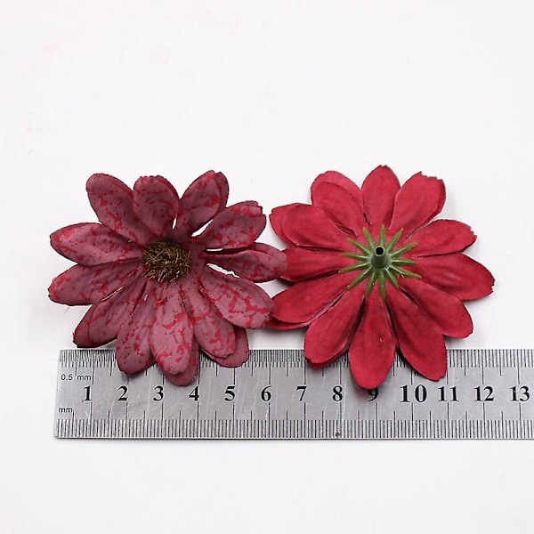 50 stk./lot Mini Blomsterhoder Kunstige Dekorative Stoffblomster til Dekorasjon, 6cm (5 stk. for hver farge)