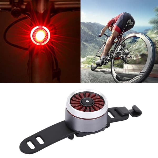USB-laddande intelligent bromssensor cykelsäkerhetsvarningsbaklykta (silver)