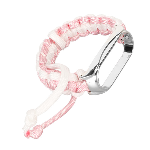 2 i 1 flätad looparmband för Mi Band 7 Justerbar stretchig nylon sportrem som andas med metallram Rosa Vit