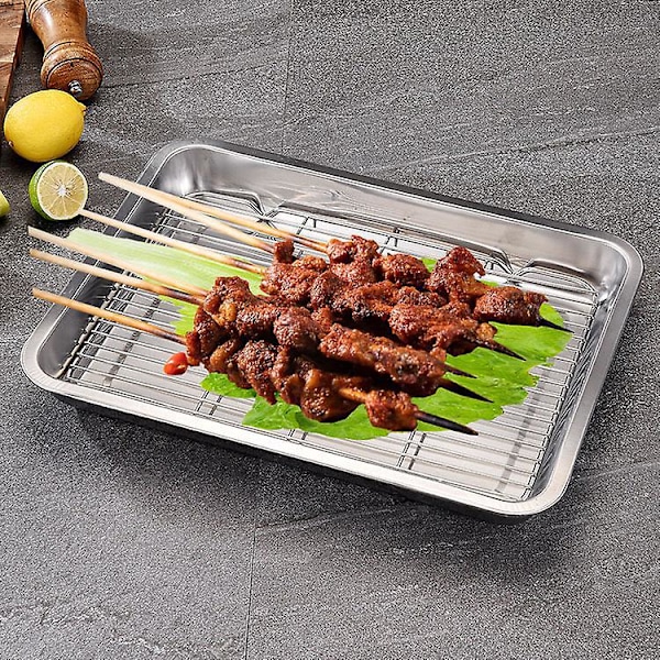 Premium Nonstick Kolstål Rektangulär Bakplåt med Nätplatta för Krispigt Bacon och Mångsidig Bakning