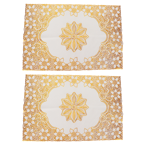 2 stk. 30 cm x 45 cm PVC-bordbrikke Gull Plassbrikke Kopp Underlag Kjøkken Bryllupsdekorasjon Stil 2