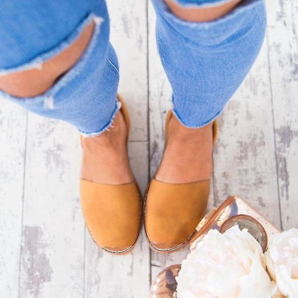 Sommar Peep Toe Menorcan Flats Sandaler för Kvinnor 42 Main Brown