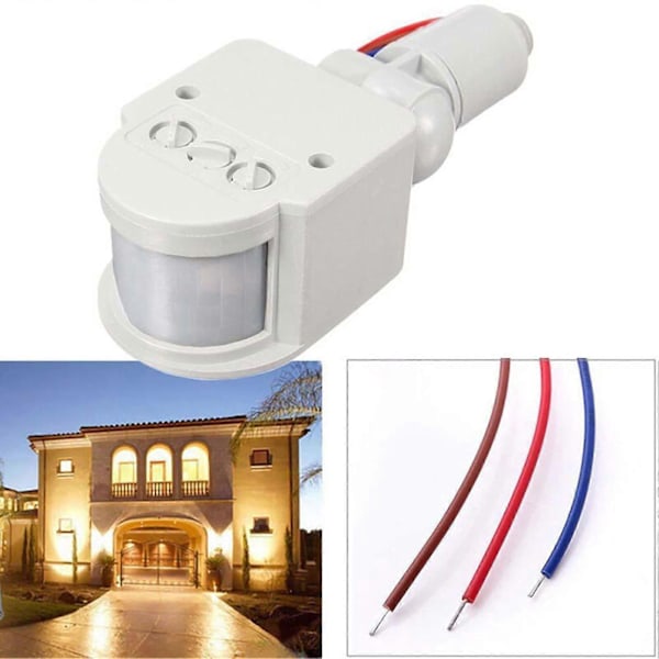 15M AC110V-220V PIR 10-100W Infraröd Rörelsesensor Universell Induktiv Strömbrytare Grå