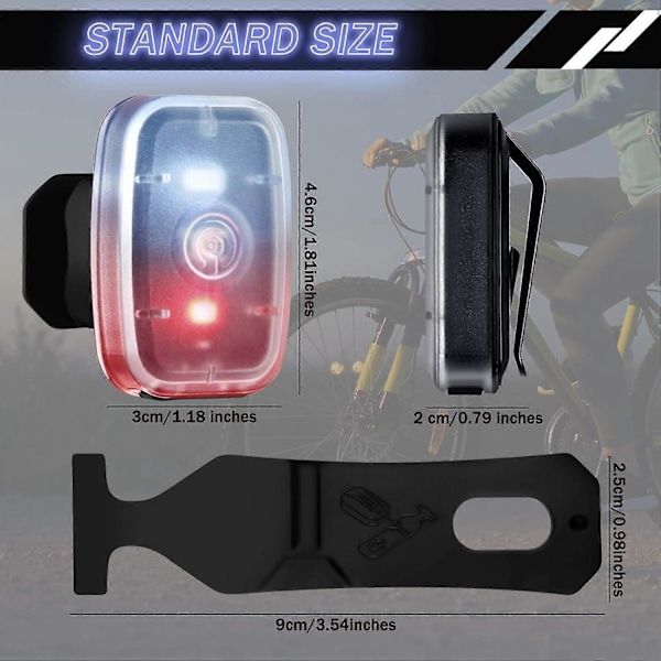 Sikker LED-lampe USB Genopladelig Løbelygte Clip-on Strobelygte med 5 Lystilstande