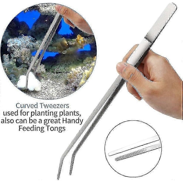 4 i 1 Akvariesaks, Tank Pinsett Saks Spatel Verktøysett, Rustfritt Stål, Aquascaping Verktøy for Akvarium