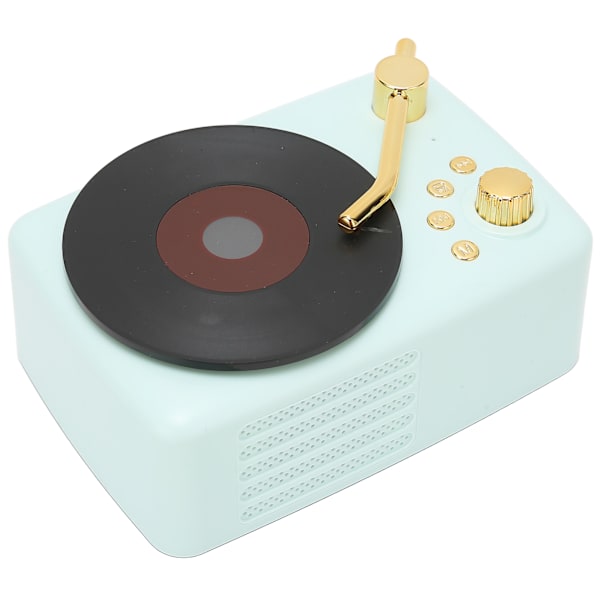 Bluetooth-högtalare Stereo USB-laddning Retro skivspelare Design Bärbar Mini Trådlös Högtalare för Hemfest Resa Blue