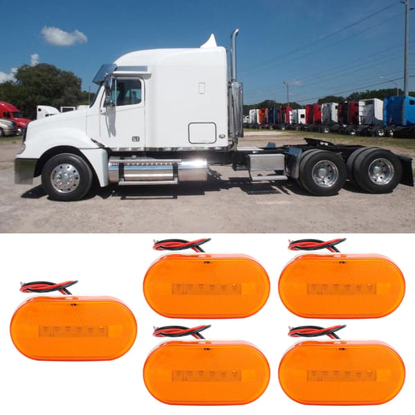 5 stk. 6LED 12V Sidemarkeringslys til Lastbil Trailer Praktisk Tilbehør (Gul)