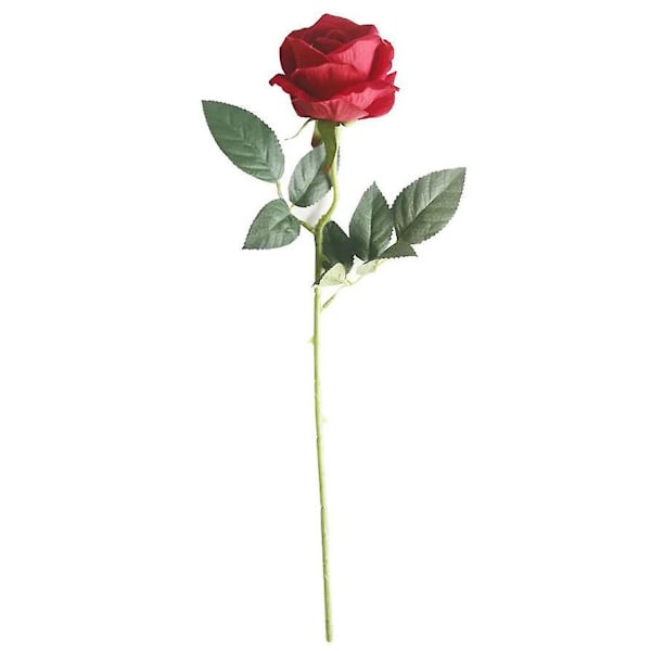 Sett med 10 stk. kunstige røde roser, lang stilk, falske blomster til dekorasjon (52 cm)