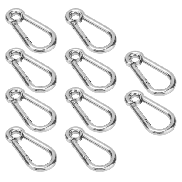 10 stk trykkkrok rustfritt stål sikkerhetstau Fjær karabiner hengende spenne tilbehørM8(8mm)