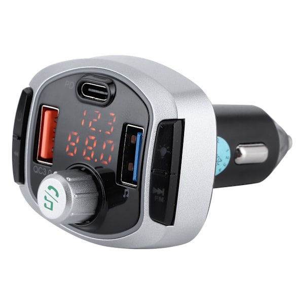 Bluetooth 5.0 FM-sändare MP3-spelare Handsfree-samtal Färgglatt ljus Dubbel display PD3.0 QC3.0
