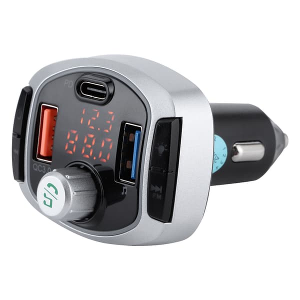 Bluetooth 5.0 FM-sender MP3-afspiller Håndfri Opkald Farverigt Lys Dobbelt Display PD3.0 QC3.0