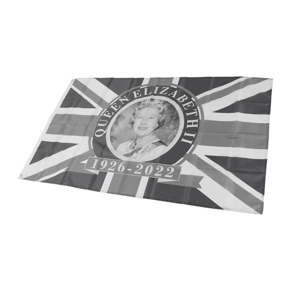 Elizabeth minnesmerke flagg UV-bestandig svart-hvitt polyester dronning minnesmerke flagg for balkong hage QZ2006