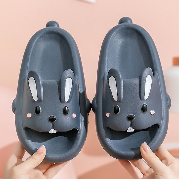 Mjuka Antislip Cartoon Bunny Barntofflor, Flerfärgad Grå, Storlek 39-40