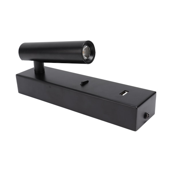 LED væglampe til læsning - enkel og stilfuld vægmonteret lampe med kontakt og USB-port til indendørs soveværelse 100-240V