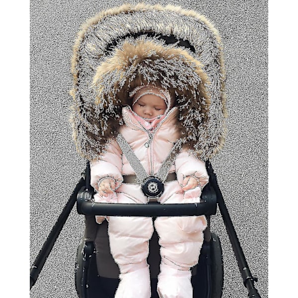 Mysig babyhuva overall för pojkar och flickor (0-24 månader) - Romper med pälskrage 75cm rosa