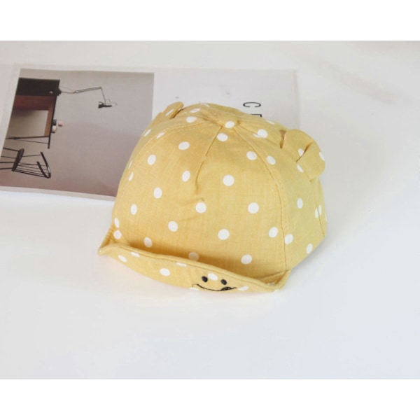 Bomulls babyhatt flicka pojke barn solhatt justerbar sommar höst gul
