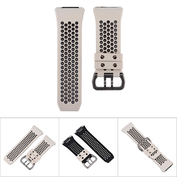Silikoniurheiluranneke Fitbit ionic -värirannekke beige ja musta