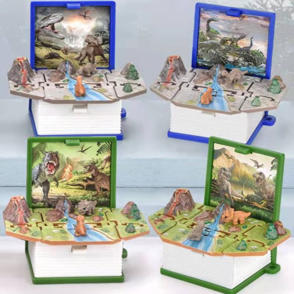 2st Mini 3D Dinosaur Astronomy Book Nyckelringar Miniatyr Bok Nyckelring Handväska Ryggsäck Nyckelring Sensorisk leksak Stress relief för barn Vuxna