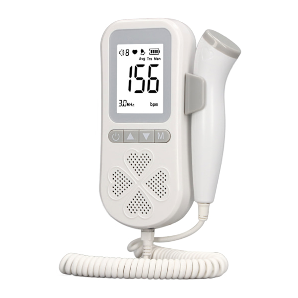 Fetal Hjertemonitor 3 Tilstande Nøjagtig Vandtæt Probe Digitalt Display Baby Hjerterytme Detektor til Graviditet Hjem Grå