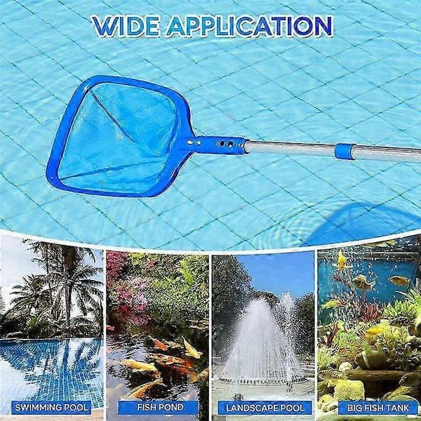 3-sektions teleskopisk poolskimmer med finmasket net Blue