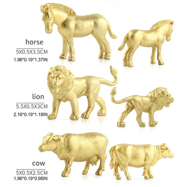 12 sæt guldplastik dyrefigurer jungle vilde dyr modeller mini dyr skrivebordsornament til børn